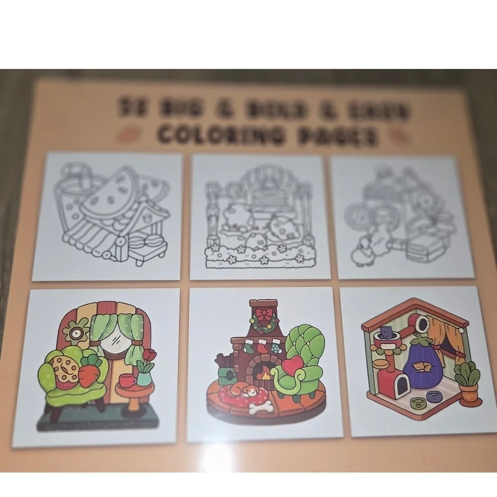 Coco Wyo Coloring Book Bundle Cute Groovy Cozy Spaces Hygge Place Set of 3 New
